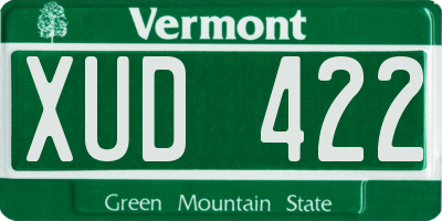VT license plate XUD422