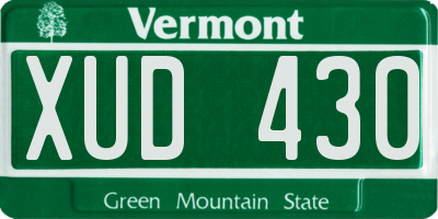 VT license plate XUD430