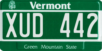 VT license plate XUD442