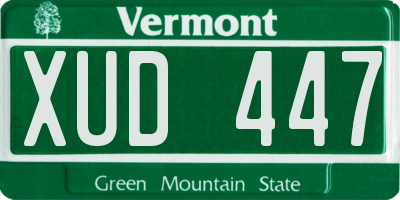 VT license plate XUD447
