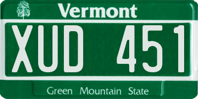 VT license plate XUD451