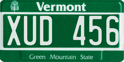 VT license plate XUD456