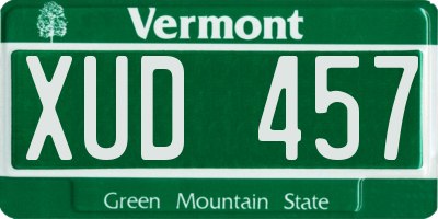 VT license plate XUD457
