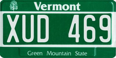 VT license plate XUD469