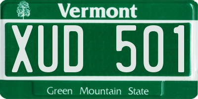 VT license plate XUD501