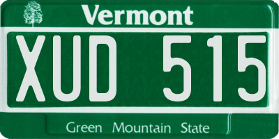 VT license plate XUD515