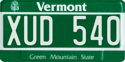 VT license plate XUD540