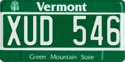 VT license plate XUD546