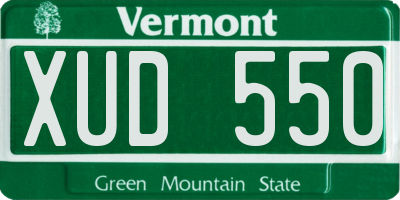 VT license plate XUD550