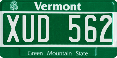 VT license plate XUD562
