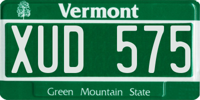 VT license plate XUD575
