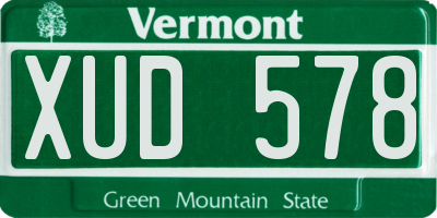 VT license plate XUD578