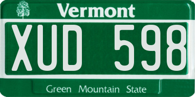 VT license plate XUD598