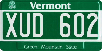 VT license plate XUD602