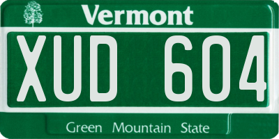 VT license plate XUD604