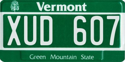 VT license plate XUD607
