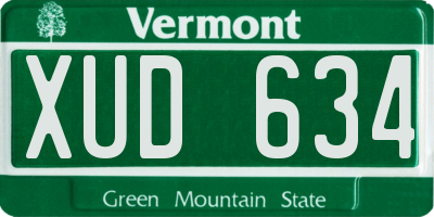 VT license plate XUD634