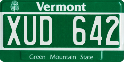 VT license plate XUD642