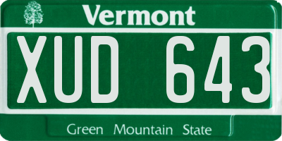 VT license plate XUD643