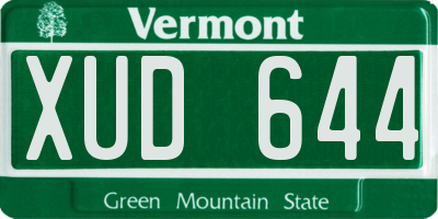 VT license plate XUD644