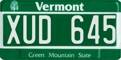 VT license plate XUD645