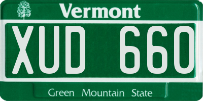 VT license plate XUD660