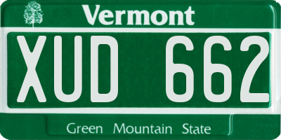 VT license plate XUD662