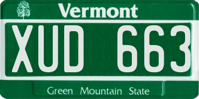 VT license plate XUD663