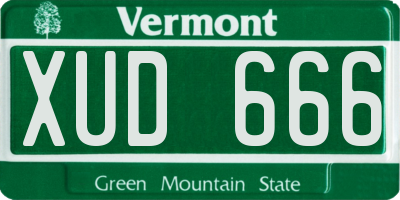 VT license plate XUD666