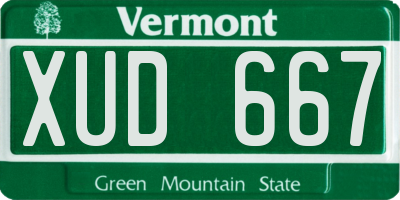 VT license plate XUD667