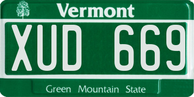VT license plate XUD669