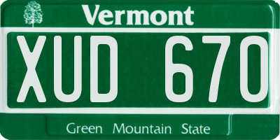 VT license plate XUD670