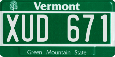 VT license plate XUD671