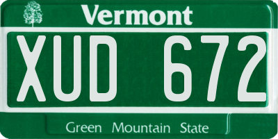 VT license plate XUD672