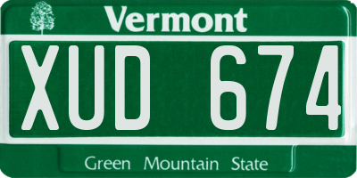 VT license plate XUD674