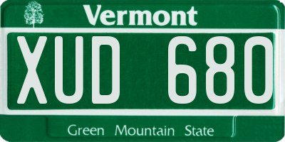 VT license plate XUD680