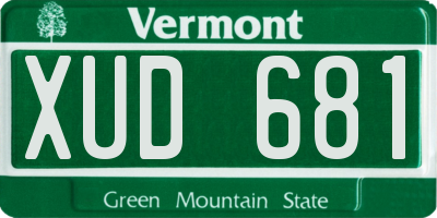 VT license plate XUD681