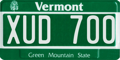 VT license plate XUD700