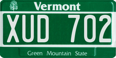 VT license plate XUD702