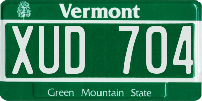 VT license plate XUD704