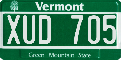 VT license plate XUD705