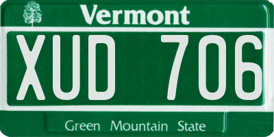 VT license plate XUD706