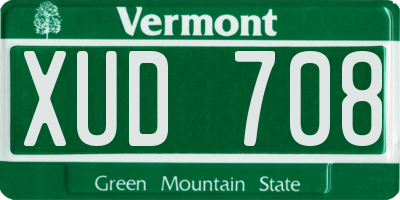 VT license plate XUD708