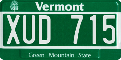 VT license plate XUD715