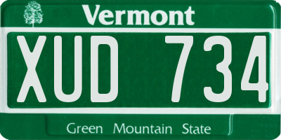VT license plate XUD734