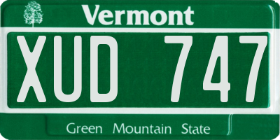 VT license plate XUD747