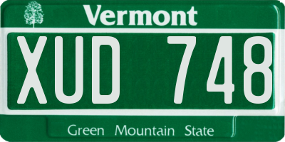 VT license plate XUD748