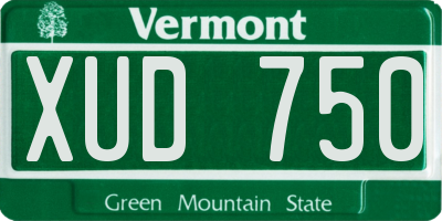 VT license plate XUD750