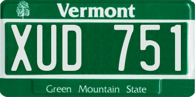 VT license plate XUD751