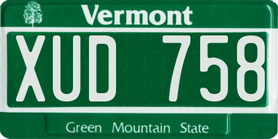 VT license plate XUD758